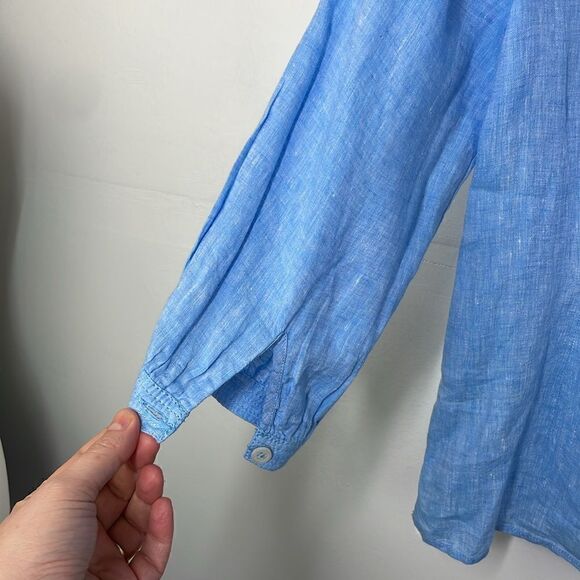 Talbots LINEN BUTTON-BACK BLOUSE - CROSS DYED size Small - Picture 6 of 13